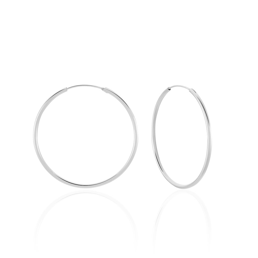 Créoles Argent Blanc Olympia - Boucles d'oreilles créoles Femme | Histoire d’Or