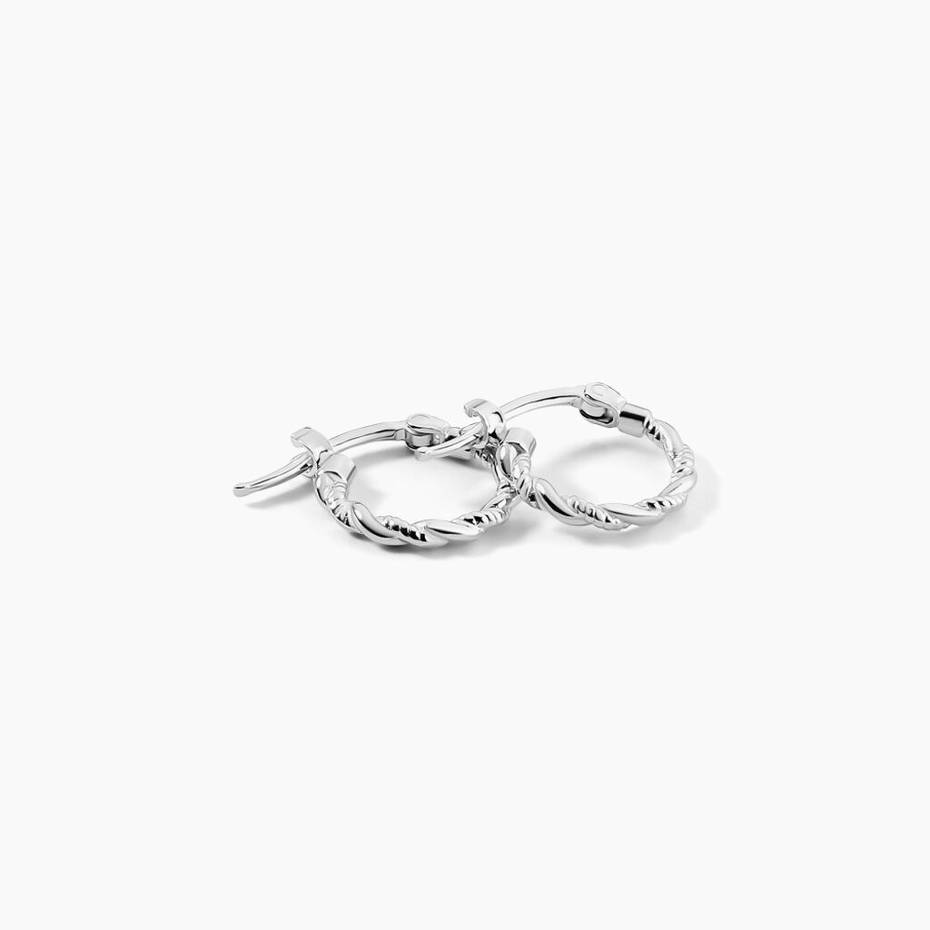Créoles Anastasia Argent Blanc - Boucles d'oreilles créoles Femme | Histoire d’Or