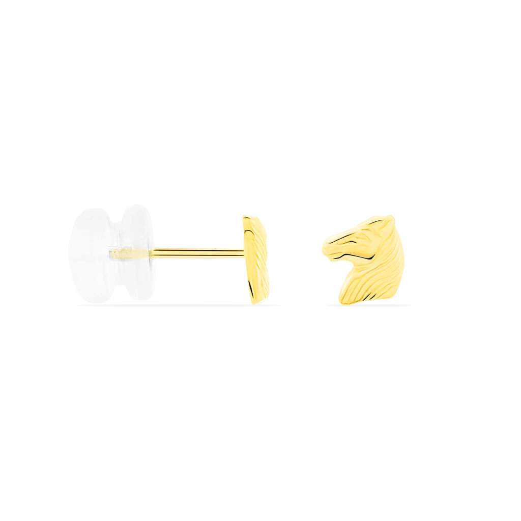 Boucles D'oreilles Puces Freyia Cheval Or Jaune - Clous d'oreilles Femme | Histoire d’Or