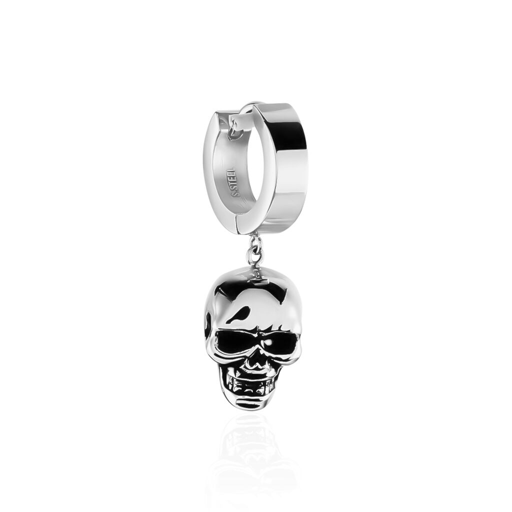 Créole Unitaire Nicholas Acier Blanc - Boucles d'oreilles créoles Homme | Histoire d’Or