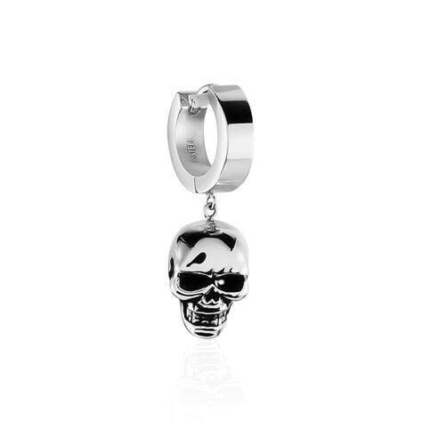 Créole Unitaire Nicholas Acier Blanc - Boucles d'oreilles créoles Homme | Histoire d’Or