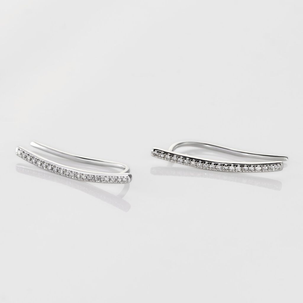 Boucles D'oreilles Grimpantes Fadoua Or Blanc Diamants - Boucles d'oreilles pendantes Femme | Histoire d’Or
