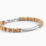 Bracelet Naturel Acier Blanc Jaspe Africain - F&ecirc;te des p&egrave;res Homme | Histoire d&rsquo;Or