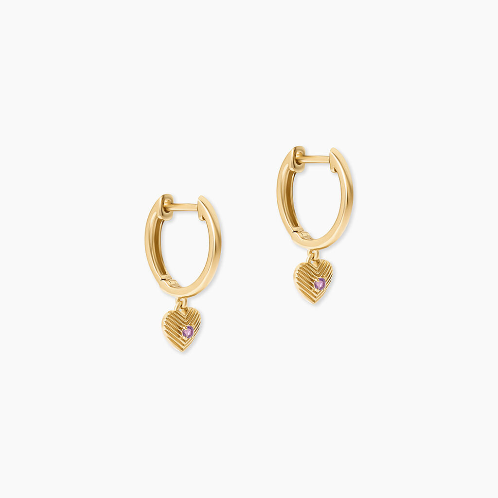 Boucles D'Oreilles Pendantes Bedwyr Argent Dor&eacute; A L'Or 750/1000 Am&eacute;thyste - Boucles d'oreilles pendantes Femme | Histoire d&rsquo;Or