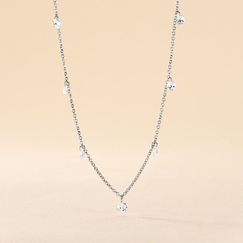 Collier Argent Collie Argent Blanc Oxyde - Colliers fantaisie Femme | Histoire d&rsquo;Or