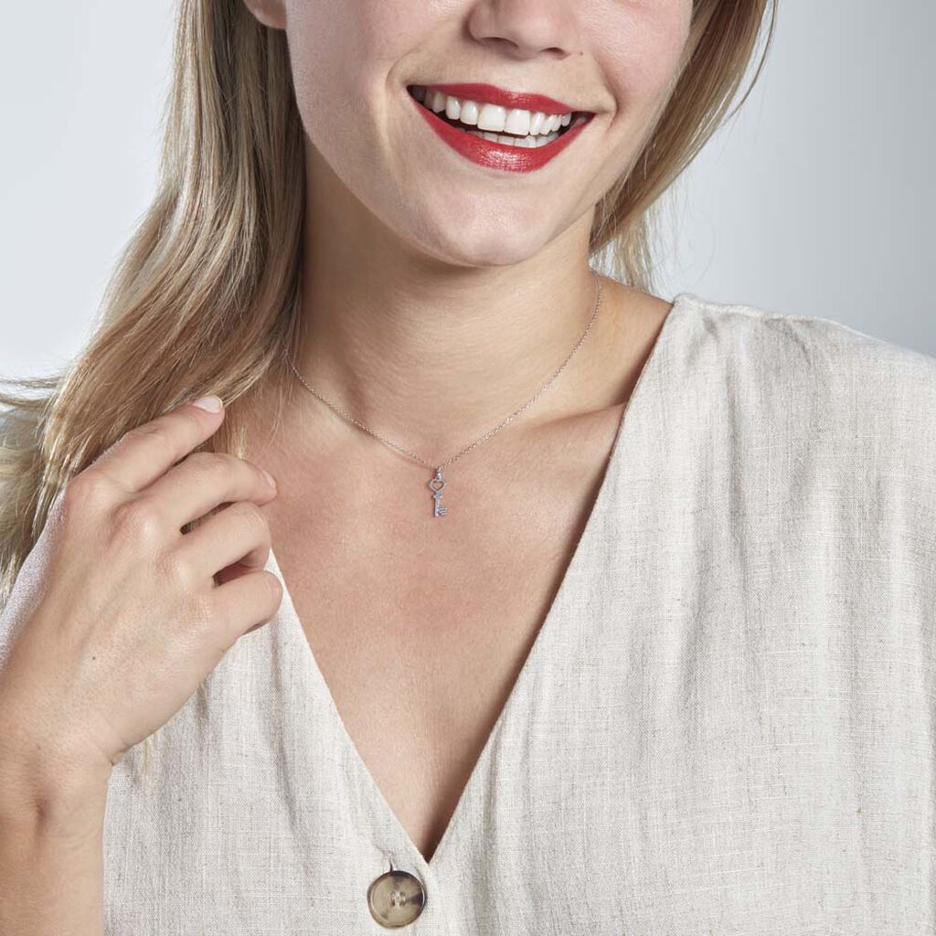 Pendentif Fatilia Clef Coeur Or Blanc - Pendentifs Femme | Histoire d’Or