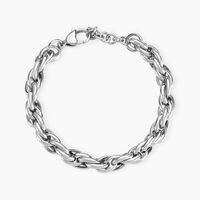 Bracelet Chaine Epaisse Acier Blanc Dusty