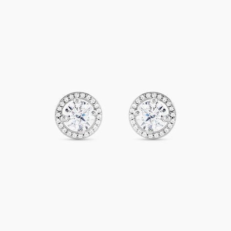 Boucles D'oreilles Puces Stelila Or Blanc Oxyde De Zirconium - Clous d'oreilles Femme | Histoire d&rsquo;Or
