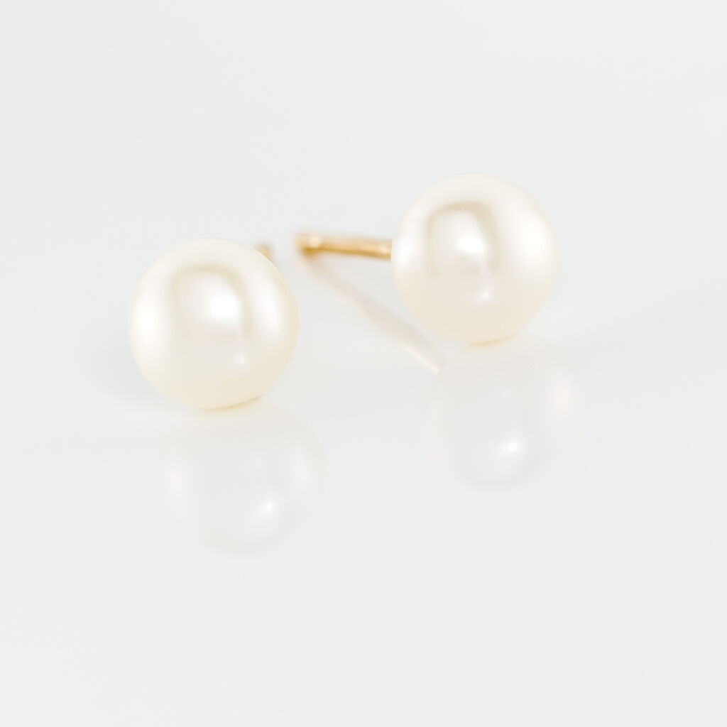 Boucles D'oreilles Puces Kesya Nacres Bouton Or Jaune Perle De Culture - Clous d'oreilles Famille | Histoire d’Or