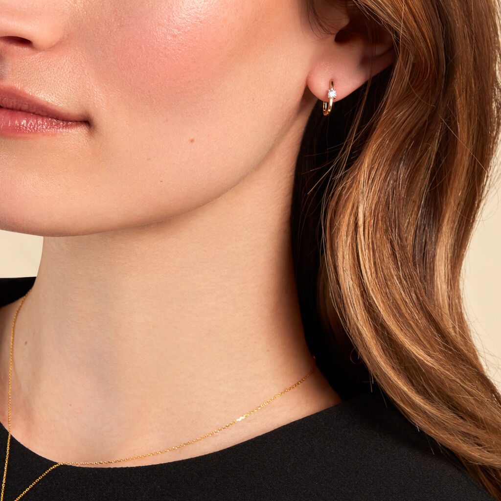 Créoles Falling Star Or Jaune Oxyde De Zirconium - Boucles d'oreilles créoles Femme | Histoire d’Or