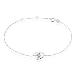 Bracelet Eliana Or Blanc Amethyste Et Diamant - Bracelets Coeur Femme | Histoire d’Or