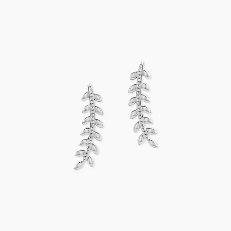 Boucles D'oreilles Grimpantes Folia Argent Blanc - Boucles d'oreilles fantaisie Femme | Histoire d&rsquo;Or