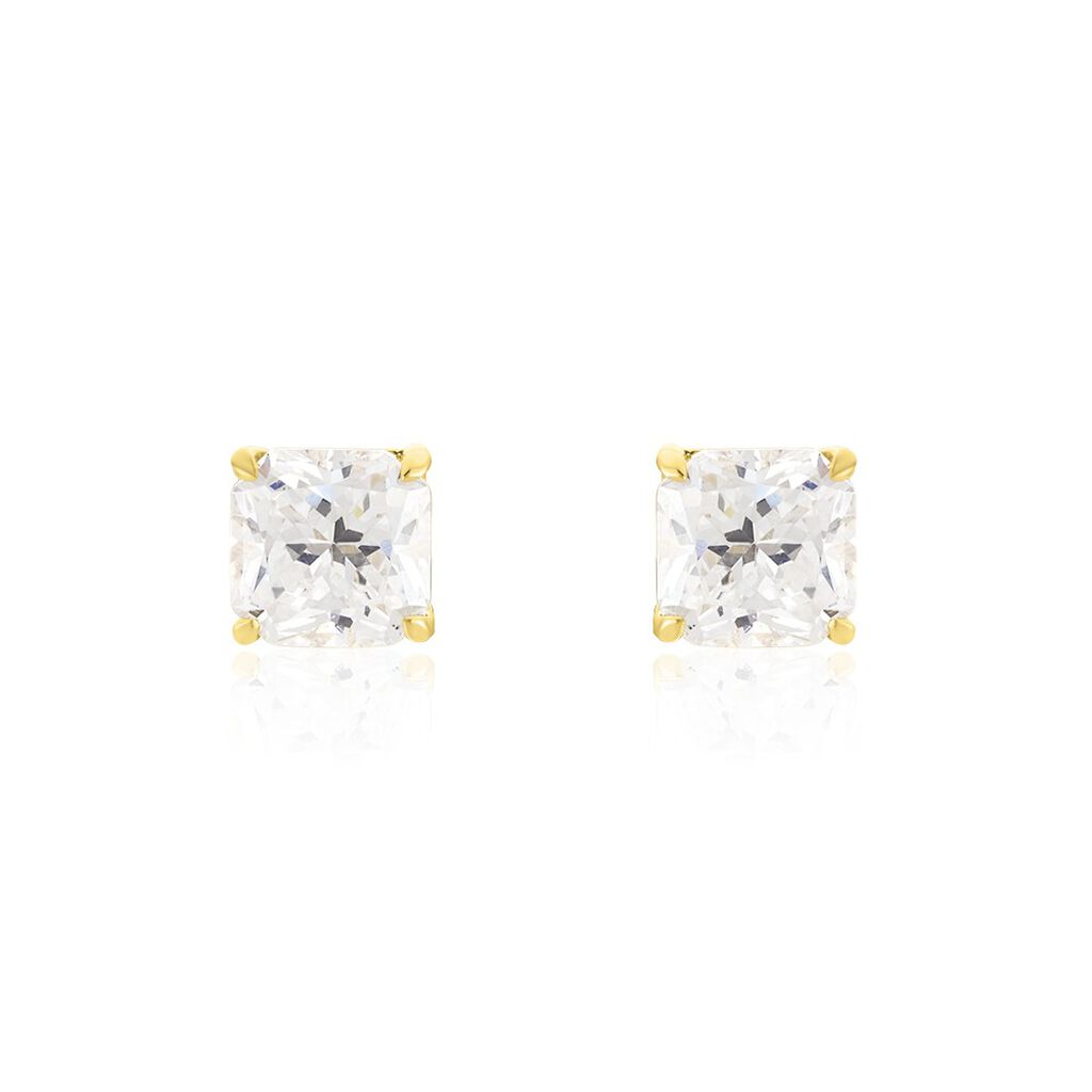 Boucles D'oreilles Puces Doreen Carre Or Jaune Oxyde De Zirconium - Clous d'oreilles Femme | Histoire d&rsquo;Or