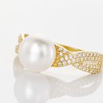 Bague Maria-theresa Or Jaune Perle De Culture Et Oxyde De Zirconium - Bagues solitaires Femme | Histoire d&rsquo;Or