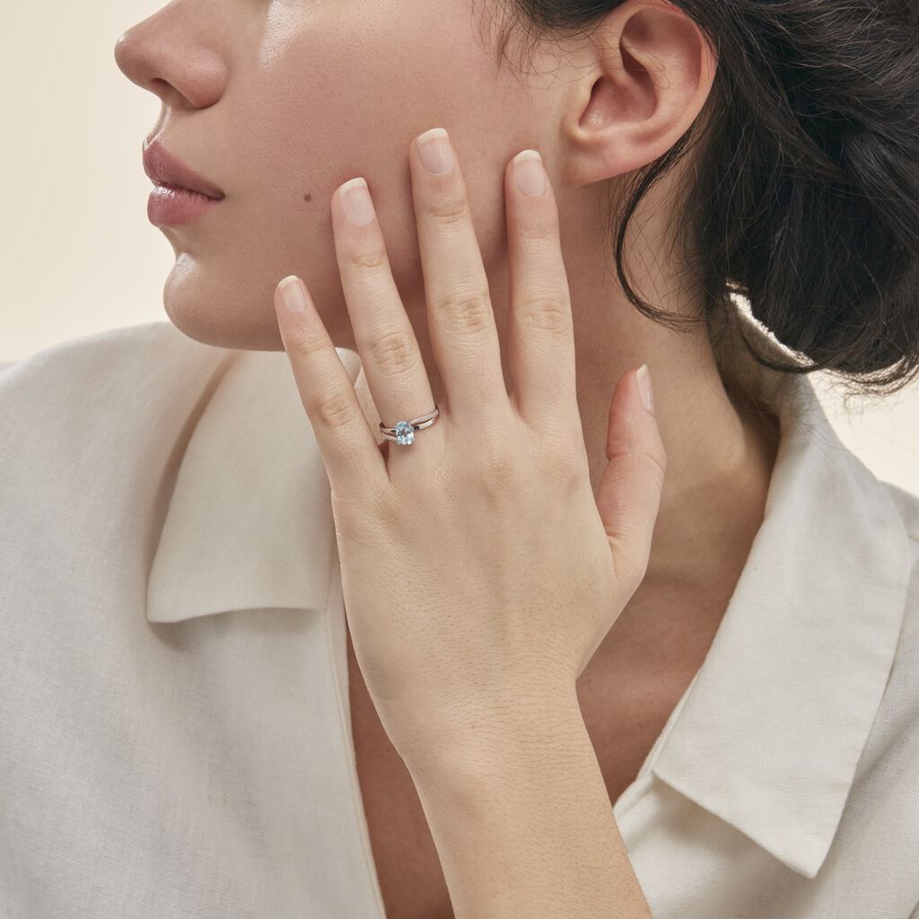 Bague Marie-eva Or Blanc Topaze Et Oxyde De Zirconium - Bagues solitaires Femme | Histoire d’Or