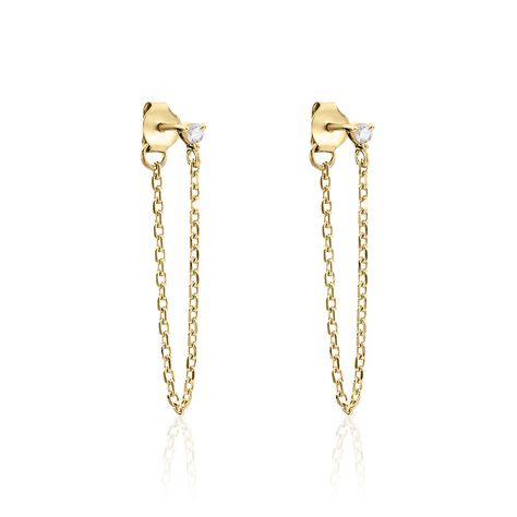 Boucles D'oreilles Pendantes Plaqué Or Lienard Oxydes De Zirconium - Boucles d'oreilles fantaisie Femme | Histoire d’Or