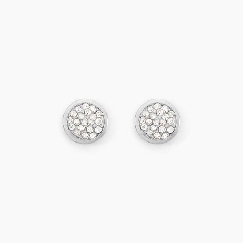Boucles D'oreilles Puces Edmee Or Blanc Strass - Clous d'oreilles Femme | Histoire d&rsquo;Or