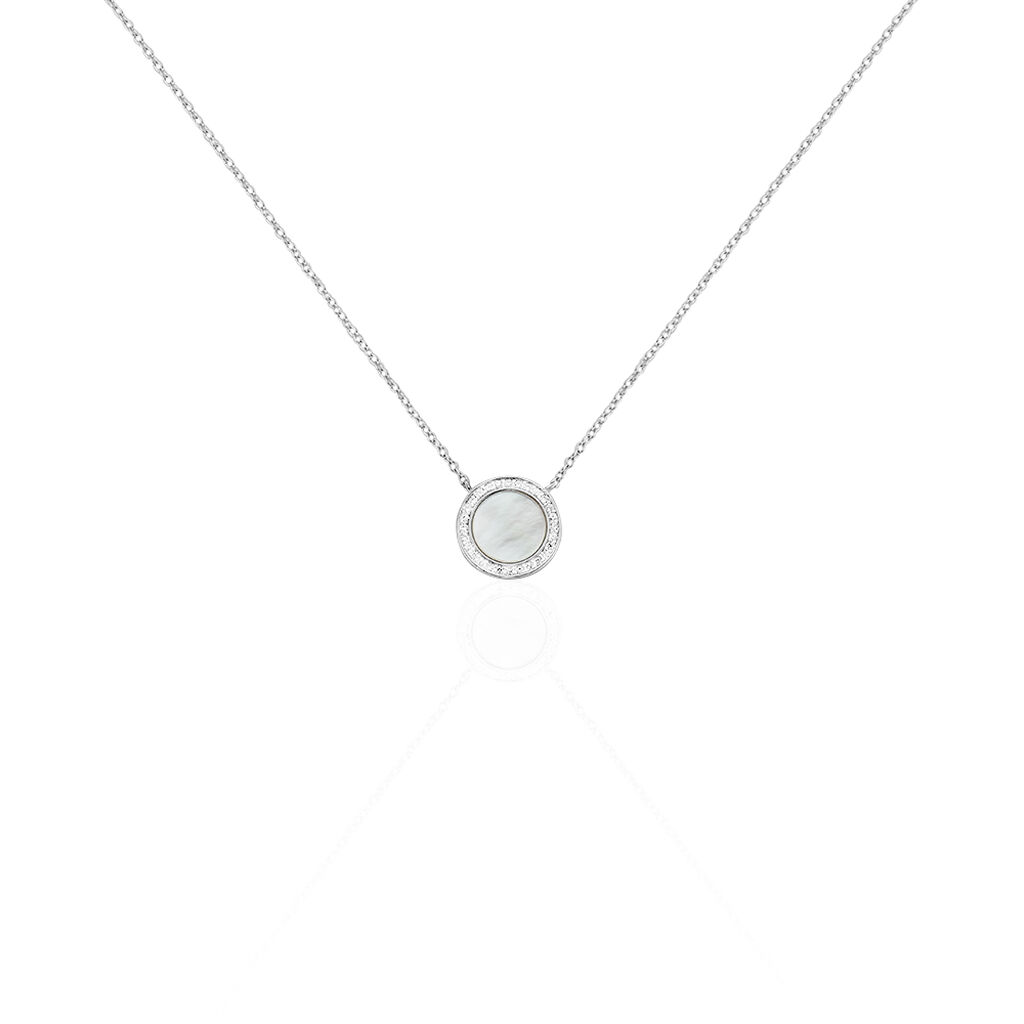 Collier Court Argent Blanc Nawala Oxyde De Zirconium - Ras de cou Femme | Histoire d&rsquo;Or