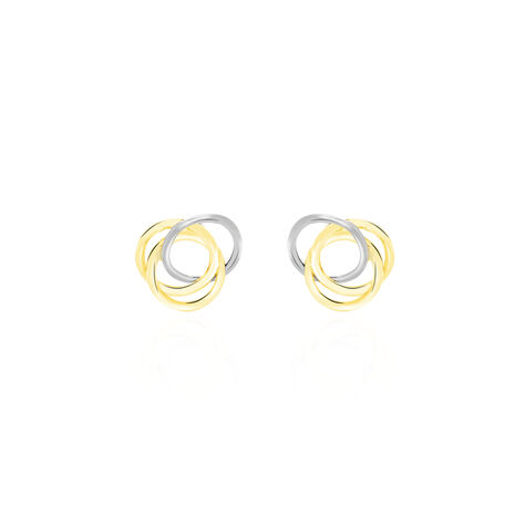 Boucles D'oreilles Puces Edmee Cercle Or Bicolore - Clous d'oreilles Femme | Histoire d’Or