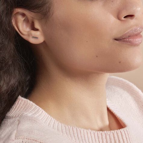 Boucles D'oreilles Puces Birati Argent Blanc - Boucles d'oreilles fantaisie Femme | Histoire d’Or
