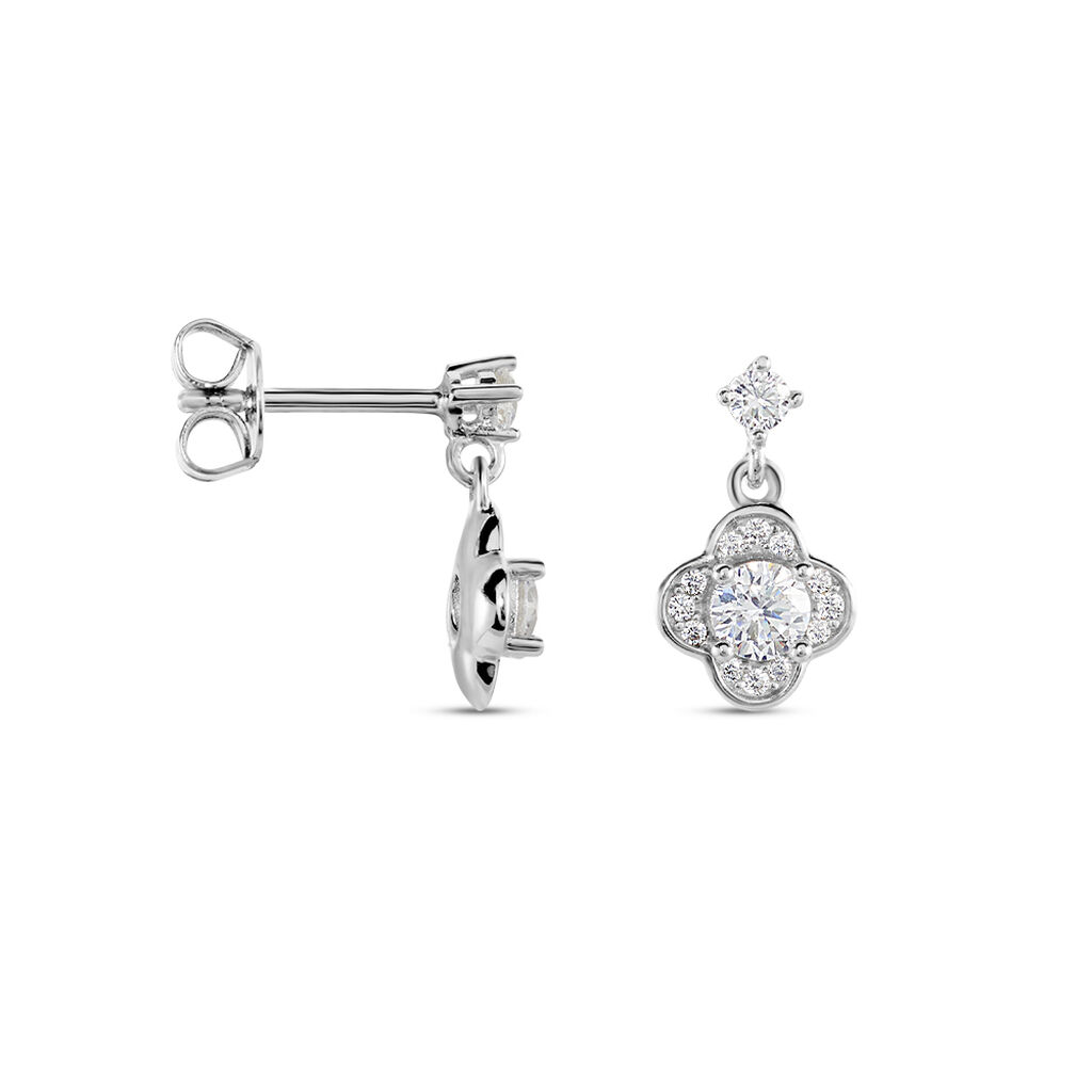 Boucles D'oreilles Pendantes Edyta Argent Blanc Oxyde De Zirconium - Boucles d'oreilles fantaisie Femme | Histoire d&rsquo;Or