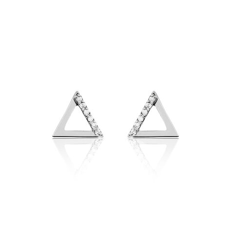 Boucles D'oreilles Puces Lorena Argent Blanc Oxyde De Zirconium - Boucles d'oreilles fantaisie Femme | Histoire d’Or