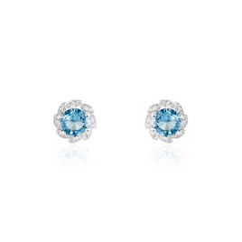 Boucles D'oreilles Puces Argent Blanc Clover Verre Oxydes De Zirconium - Boucles d'oreilles fantaisie Femme | Histoire d’Or