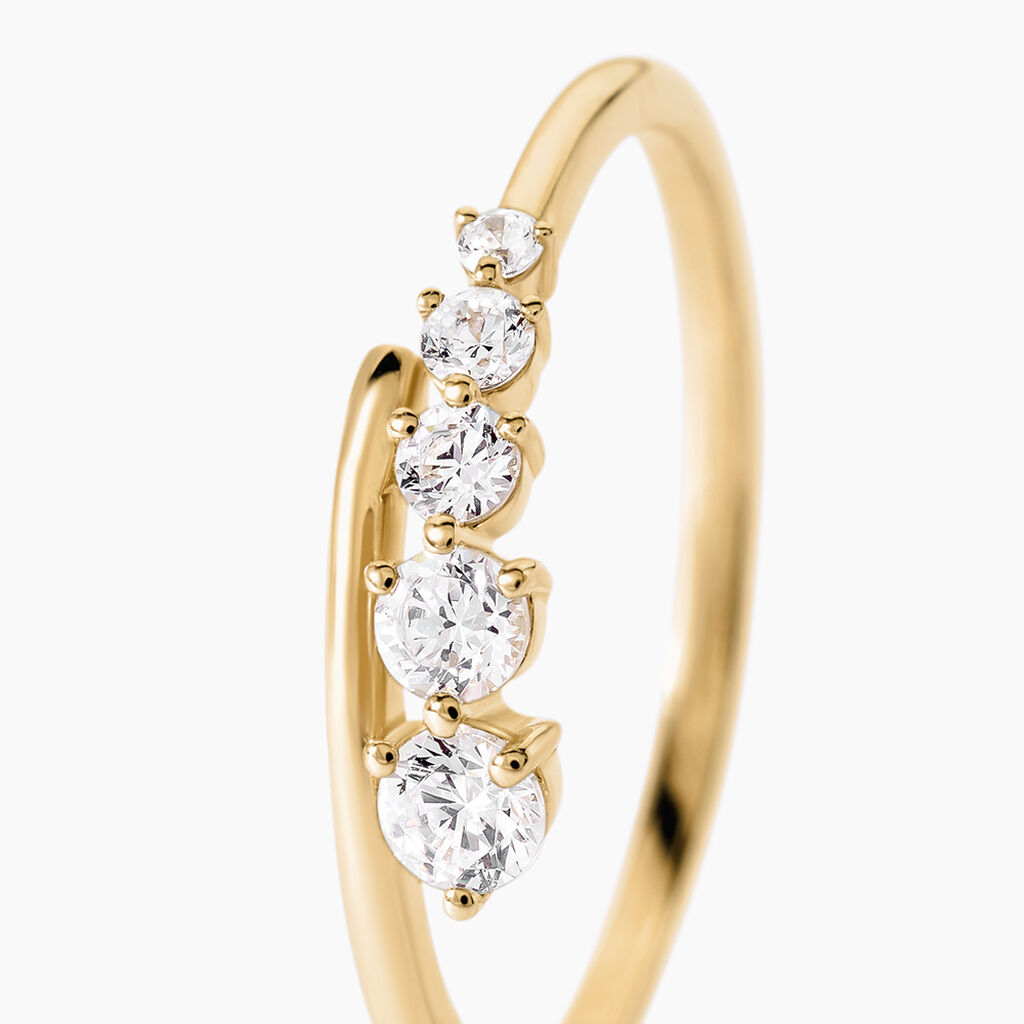 Bague Riannon Argent Dor&eacute; A L'Or 750/1000 Oxyde De Zirconium - Bagues avec pierre Femme | Histoire d&rsquo;Or