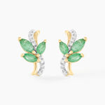 Boucles D'oreilles Puces Angie Or Jaune Emeraude Diamant - Clous d'oreilles Femme | Histoire d&rsquo;Or