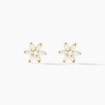 Boucles D'oreilles Puces Clea Fleur Or Jaune Oxyde De Zirconium - Clous d'oreilles Femme | Histoire d&rsquo;Or
