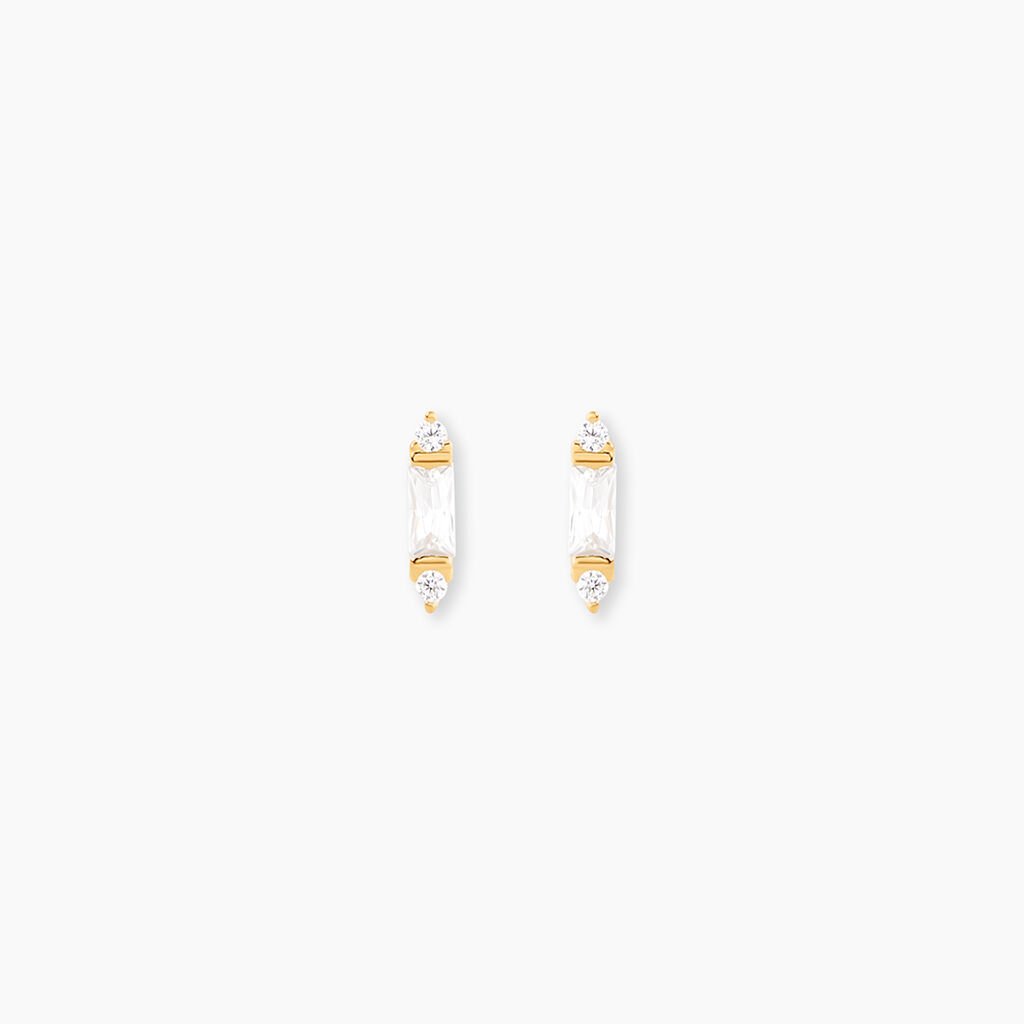 Boucles D'Oreilles Puces Fido Or Jaune Oxyde De Zirconium - Clous d'oreilles Femme | Histoire d’Or