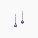Boucles D'oreilles Pendantes Goutte Or Blanc Amethyste - Boucles d'oreilles pendantes Femme | Histoire d&rsquo;Or