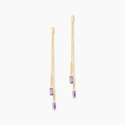 Bijoux D'oreilles Lavender Or Jaune Am&eacute;thyste - Boucles d'oreilles pendantes Femme | Histoire d&rsquo;Or
