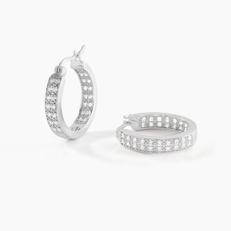 Créoles Argent Blanc Menelas Oxydes De Zirconium - Boucles d'oreilles créoles Femme | Histoire d’Or
