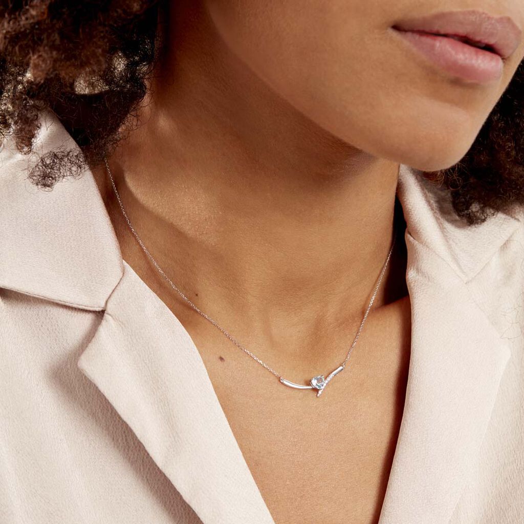 Collier Eva Or Blanc Topaze Et Oxyde De Zirconium - Colliers Femme | Histoire d’Or