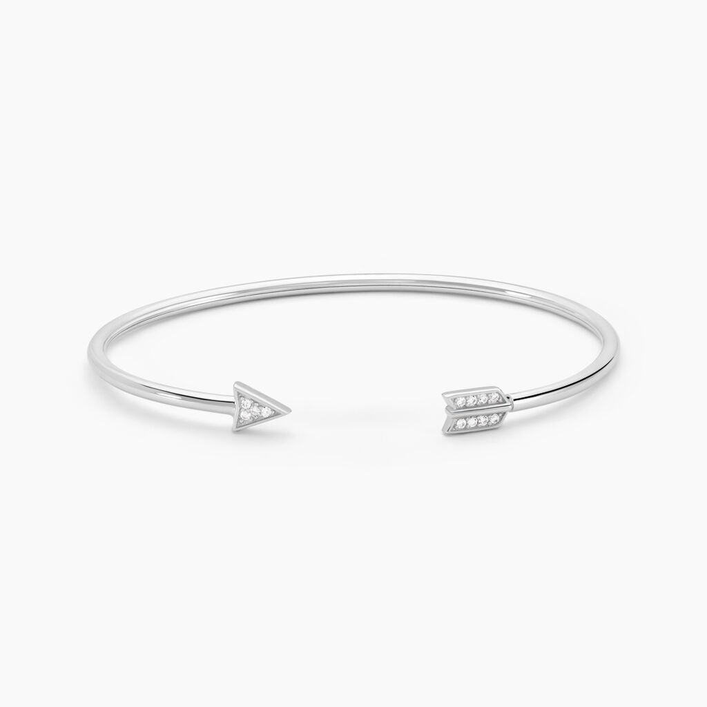 Bracelet Jonc Danae Argent Blanc Oxyde De Zirconium - Bracelets joncs Femme | Histoire d’Or
