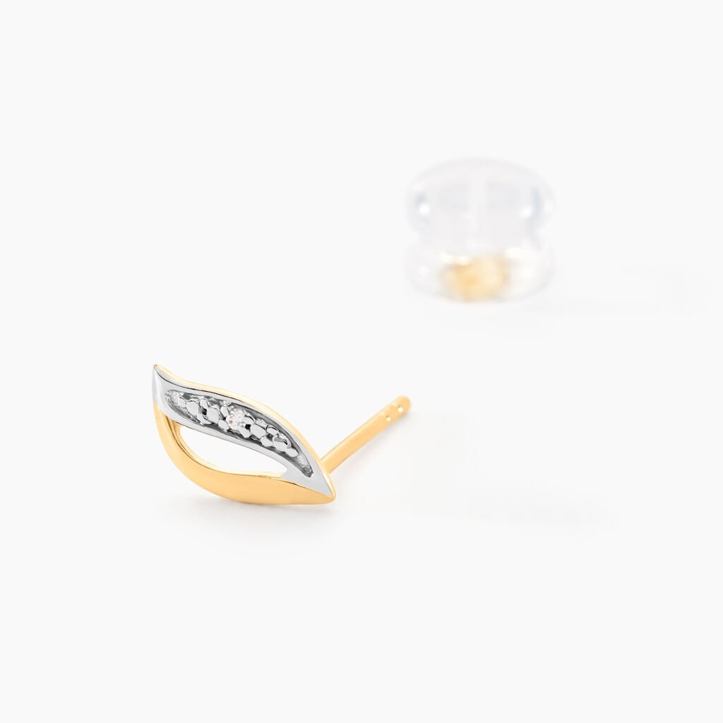 Boucles D'oreilles Puces Smeralda Or Jaune Diamant - Clous d'oreilles Femme | Histoire d’Or