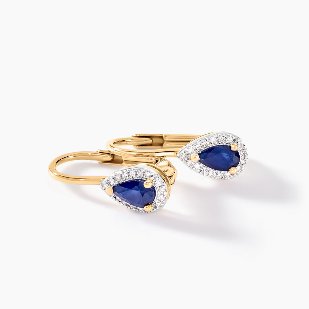 Boucles D'oreilles Pendantes Doorsie Or Jaune Saphir Et Diamant - Boucles d'oreilles pendantes Femme | Histoire d’Or