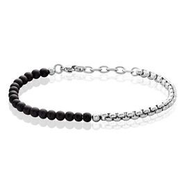 Bracelet Acier Blanc Christiano Onyx - Bracelets fantaisie Homme | Histoire d’Or