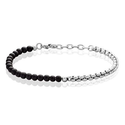 Bracelet Acier Blanc Christiano Onyx - Bracelets fantaisie Homme | Histoire d’Or