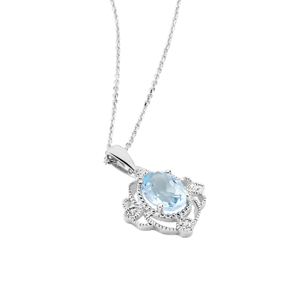 Collier Amance Or Blanc Topaze Et Oxyde De Zirconium - Colliers Femme | Histoire d’Or