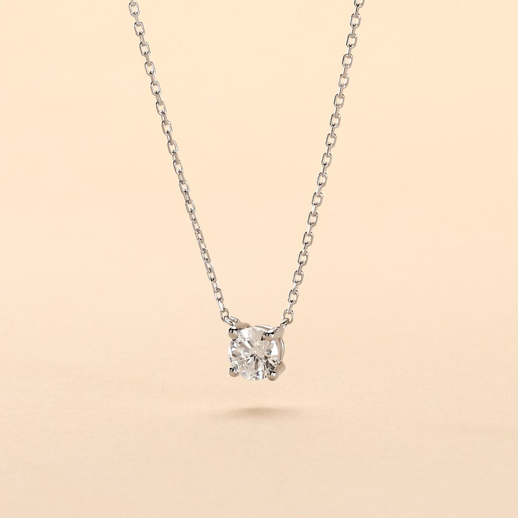 Collier Aphrodite Or Blanc Diamant Synthetique - Colliers Femme | Histoire d’Or
