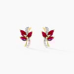 Boucles D'oreilles Puces Angie Or Jaune Rubis Diamant - Clous d'oreilles Femme | Histoire d&rsquo;Or