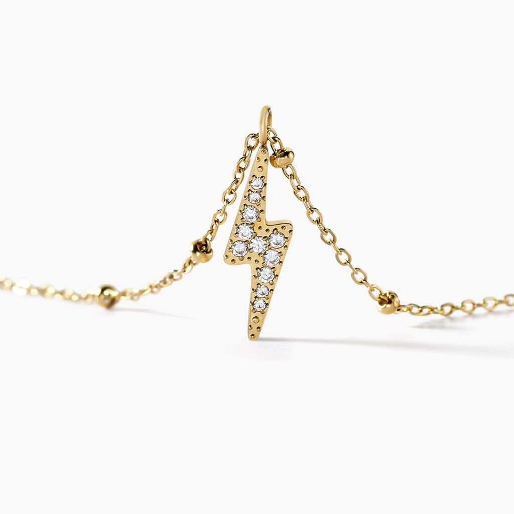 Collier Aurore Acier Dor&eacute; &eacute;clair Cristal - Colliers fantaisie Femme | Histoire d&rsquo;Or