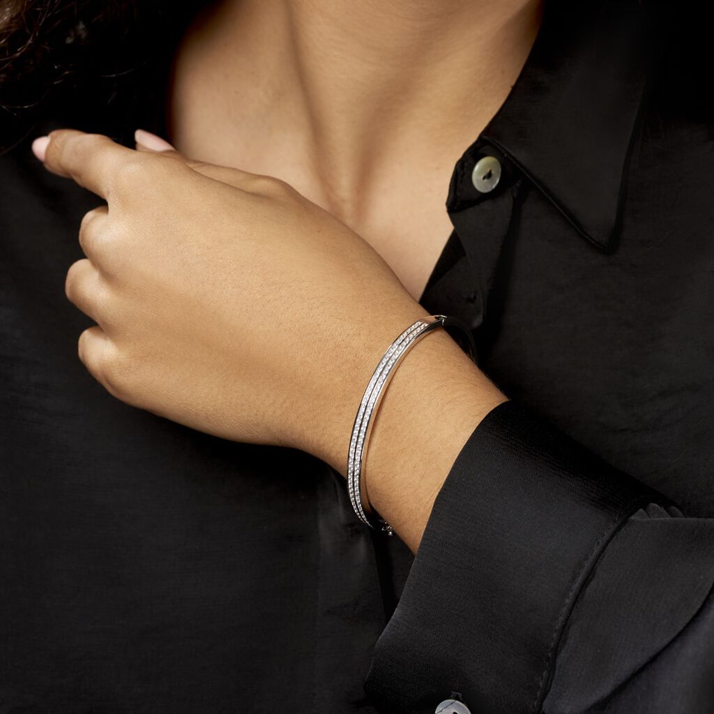 Bracelet Jonc Carinne Argent Blanc Oxyde De Zirconium - Bracelets joncs Femme | Histoire d’Or