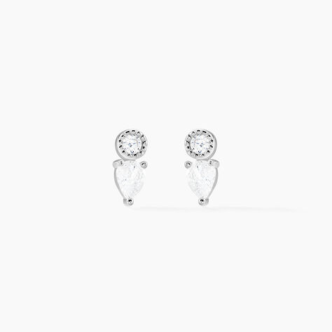 Boucles D'oreilles Puces Argent Blanc Delya Oxyde De Zirconium - Boucles d'oreilles fantaisie Femme | Histoire d&rsquo;Or