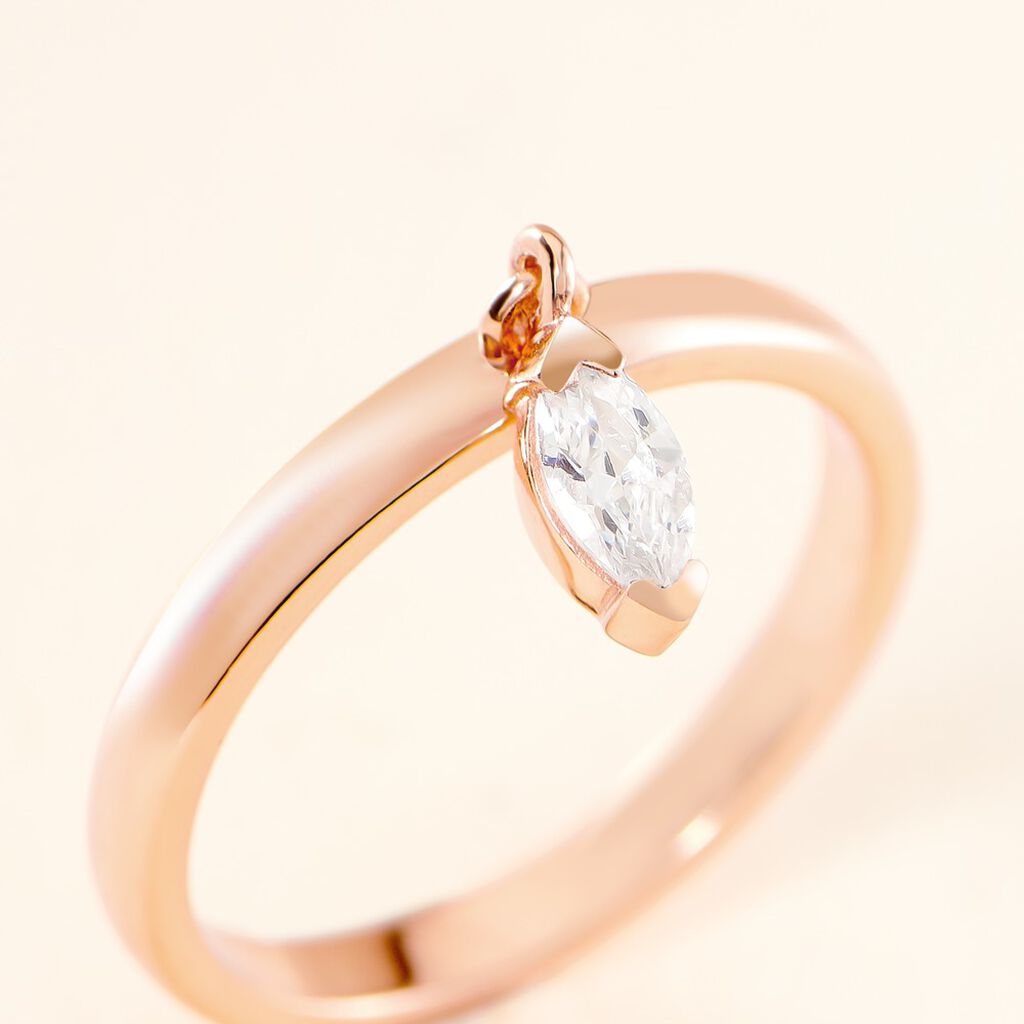 Bague Kenta Argent Rose Oxyde De Zirconium - Bagues solitaires Femme | Histoire d&rsquo;Or