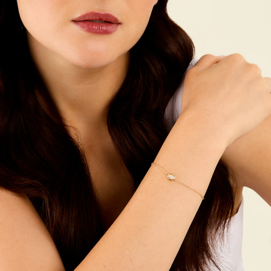 Bracelet Maurie Argent Dor&eacute; A L'Or 750/1000 Oxyde De Zirconium - Bracelets Femme | Histoire d&rsquo;Or