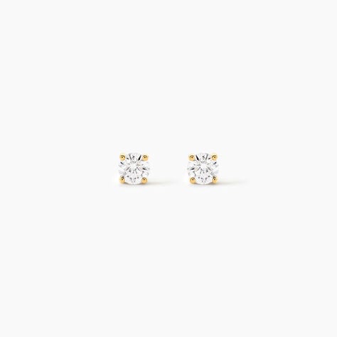 Boucles D'oreilles Puces 4 Griffes Or Jaune Diamant Synthetique - Clous d'oreilles Femme | Histoire d&rsquo;Or