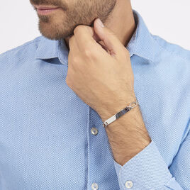 Bracelet Identité Anilo Maille Alternee 1/1 Argent Blanc - Gourmettes Homme | Histoire d’Or